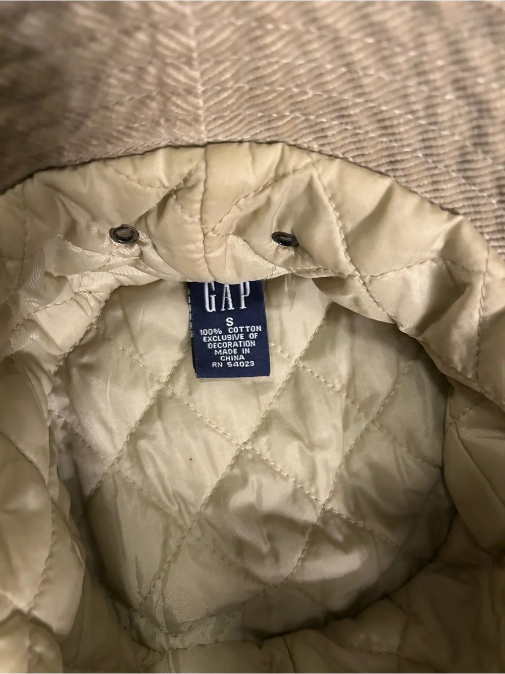 GAP Kids Beige Corduroy Bucket Hat with Navy Logo